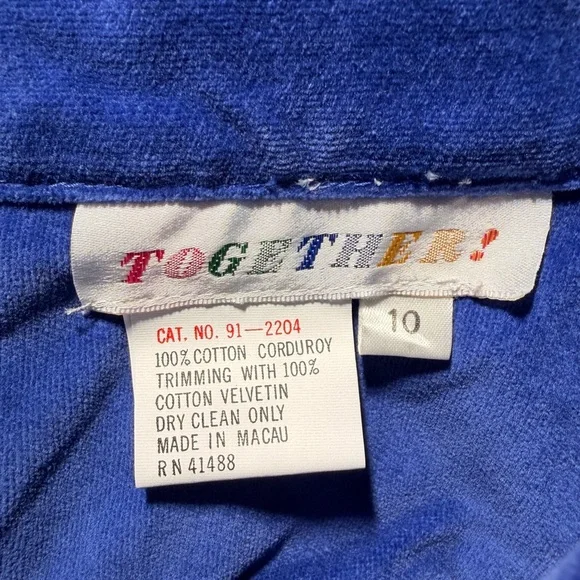 Vintage 90s Together! Blue High Waisted Corduroy Skirt size 10 - 100% Cotton - Picture 3 of 5